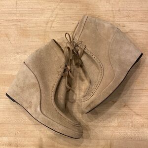 Balenciaga Suede Wedge Bootie Moccasins